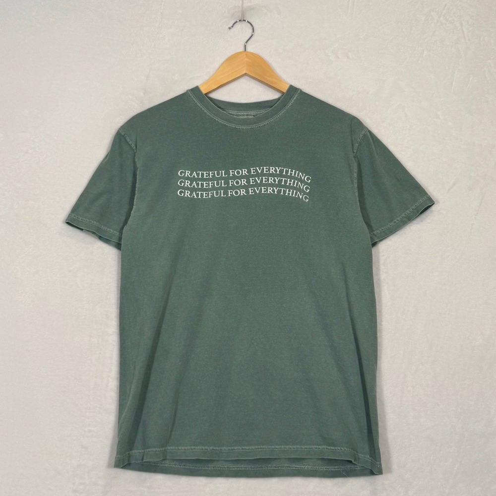 Comfort Colors Green Grateful For‎ Everything Graphic T-Shirt Medium